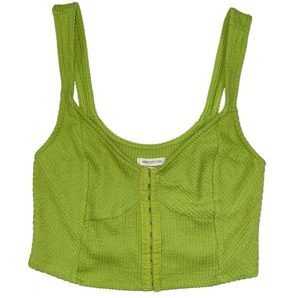 Urban Outfitters UO Estella Green Textured Crop Top Size Medium - Picture 4 of 15